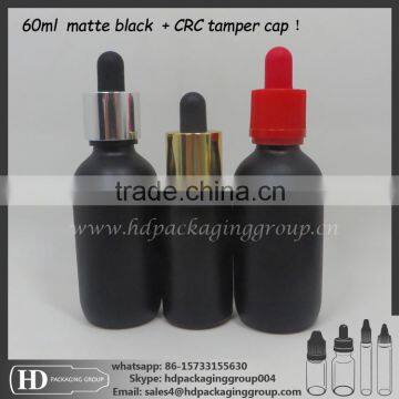 60ml Empty matt black frosted essential oil ejuice glass bottles