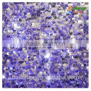 latest fashion design purple colour wholesale sequin fabric guangzhou made