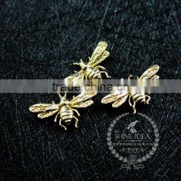 9*15mm gold plated brass tiny bee bug DIY pendant charm jewelry findings supplies 1850257