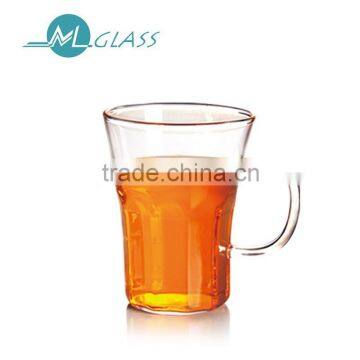 China supplier 200ml pyrex glass mug beer mug glass cup with handle handmade glassware OEM