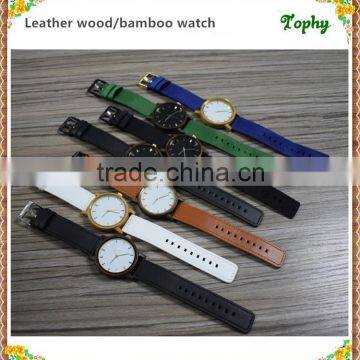 New arrival japanese miyota wooden diy watch genuine leather men wood case watch