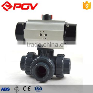 3 way upvc plastic pneumatic ball valve