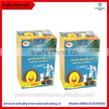 Smokeless 2.5*2.5*1.5cm cube shisha coal coco charcoal