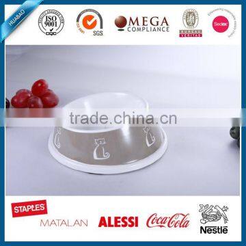 Superior Quality Stainless Steel 18/8 Pet Bowl With Melamine Base, Single Dog Feeder