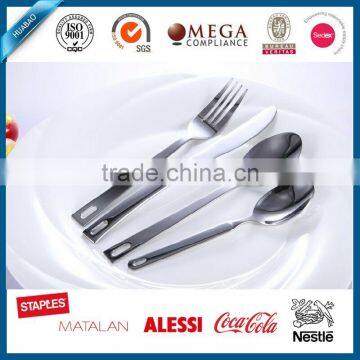 Handmade Stainless steel 18/0 flatware set with hole in handle, new design unbreakable cutlery, flatware set with stand