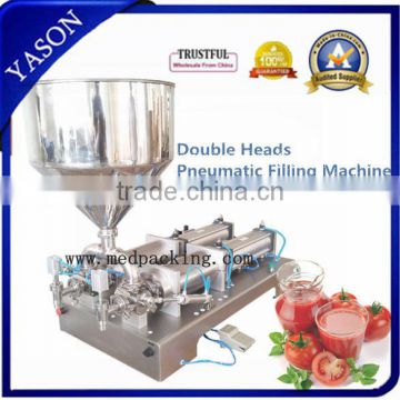 Self-suction 300-2500ml Double Heads Butter Salad Cheese Filling Machine For High Viscosity Liquid