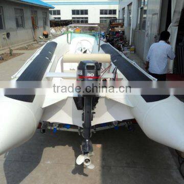 hot sale PVC or Hypalon luxury fibergrass RIB boat