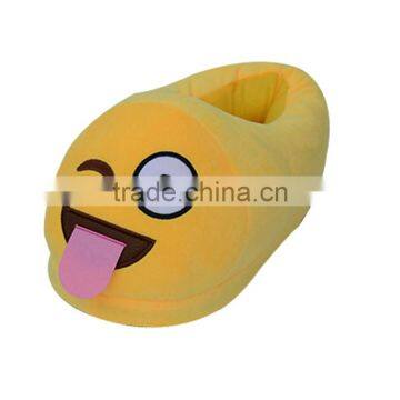 Indoor Embroiderey Plush Cotton Fabric Sunglasses Emoji Slipper photo-2
