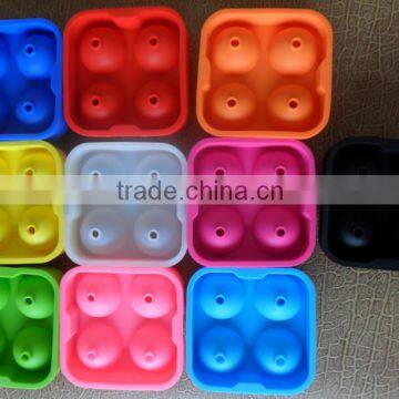 New Round Silicone Ice Balls Maker Tray FOUR Large Sphere Cube Molds