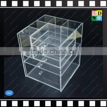 Customized Clear Round Handle Lucite Desktop Acrylic Cosmetics Makeup Organizer With 5 Drawers photo-3