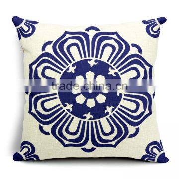 blue and white porcelain printed throw pillow cover