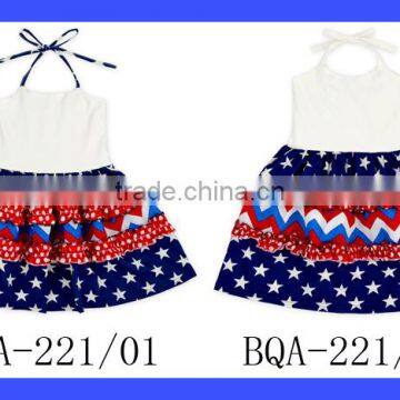 Wholesale Boutique Sleeveless Summer Party Design Dresses Blue Star Indian Girls Dress photo-6