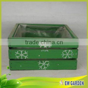 Green and Red Large Rectangular Wooden Flower Pot and Planting photo-5