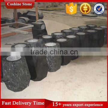 Beauty Blue Pearl Stone Cemetery Vase For Gravestone photo-4