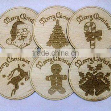 Christmass Themed Wooden Coasters, laser Engraved