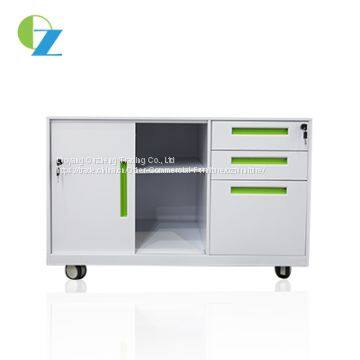 Sliding Door 3 Drawers Steel Mobile Caddy, Storage Office Mobile Cabinet, Small Pedestal Filing Cabinet photo-2