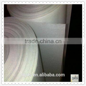 China manufacturer garment Fusible nonwoven Gum stay interlining 1050HF backing paper embroidery with cetificates