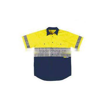 OEM Custom Short Sleeves 100% Cotton Safety Uniform Hi Vis Reflective Work Shirts photo-4