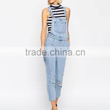 2015 fashionable hot sale OEM customized Denim women elegant overalls