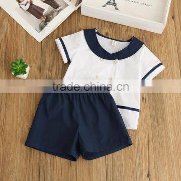 New Model Baby Sets of Clothing School Navy Style Tops and Shorts Two Piece photo-3