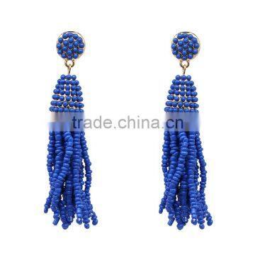 Bohemian Jewelry Small Beads Long Tassel Charms Earrings for Women photo-5