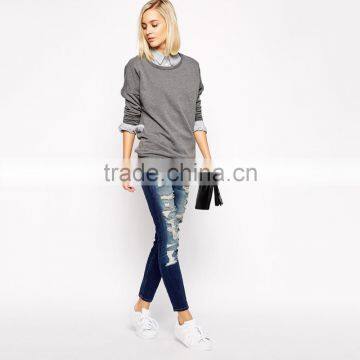 Woemen Cool Front Ripped New Style Fashion Girls Jeans photo-4