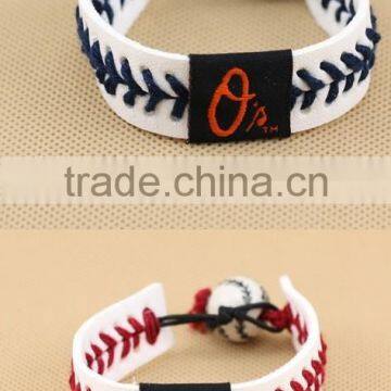 U.S. Major League Baseball leather braided bracelet, baseball sports leather bracelet,custom logo leather bracelet for promotion