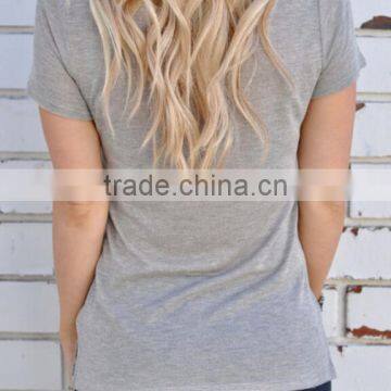 Zm35713a 2017 Summer Short Sleeve v Neck t- Shirts for Women photo-3