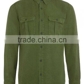 Man Green Pocket Shirt Long Sleeve Flannel Shirt photo-4