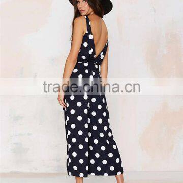Women Sexy V-neck Backless Jumpsuit Dot Print Womens Romper For Wholesale photo-2