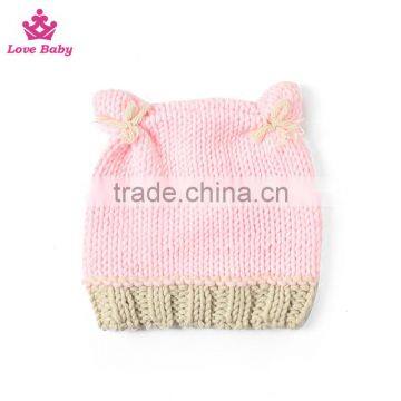 Sweety Pink Cat Newborns Girls Cap, Knitting By Hand Photography Hat For Kids Wholesale