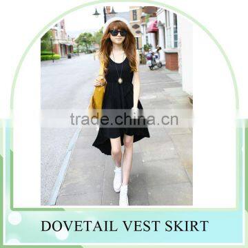 2016 Summer Fashion Round Collar Clothing ,sleeveless Irregular Dresses Skirt, Dovetail Vest Design Dress Skirt photo-5