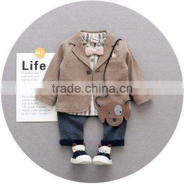 S17749A Boy Clothing Sets Boy Suit Cotton Kids Coats+Shirts+Pants 3pcs Set photo-4