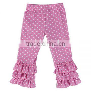 Kids Girls Polka Dot Pants Girls Triple Ruffle Leggings Cotton Full Length Fall Pants photo-2