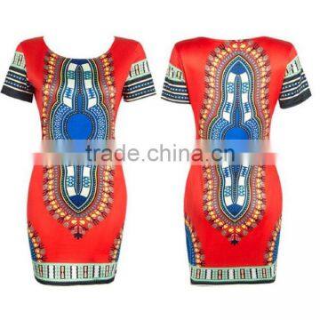 Walson Women Traditional African Print Fitted Dashiki Bodycon Dress photo-5