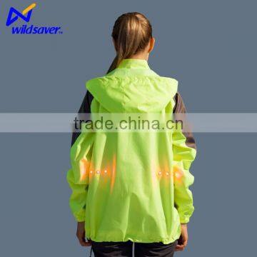 Customized label led shinning security caution cheap men winter jackets