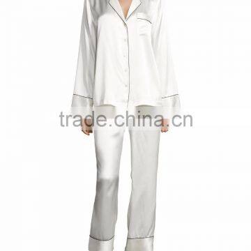 Silk Satin Two-Piece Cheap Wholesale Ladys Pajamas Nightwear photo-3