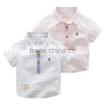 Custom logo short sleeve boy kids stripe shirt