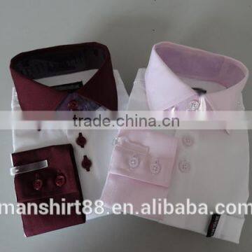 boy' s fancy long sleeve contrast spread collar and cuff casual shirt