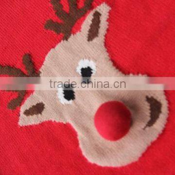 Popular Deer Deisgn Red Christmas Sweater Custom Knitting Patterns Christmas Pullover photo-4