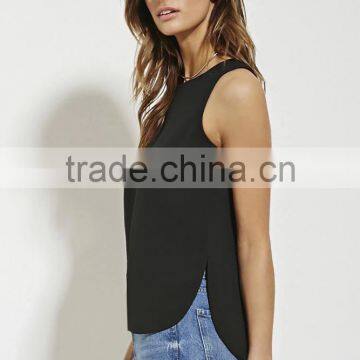 2016 High Quality Plain Dyed Cotton Fashionable Summer Sleeveless Smart Casual Blouse photo-4