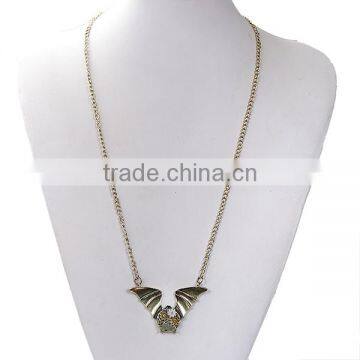 New Fashion Steampunk Necklace Halloween Bat Link Curb Chain Antique Bronze With Gear 63.0cm Long photo-3