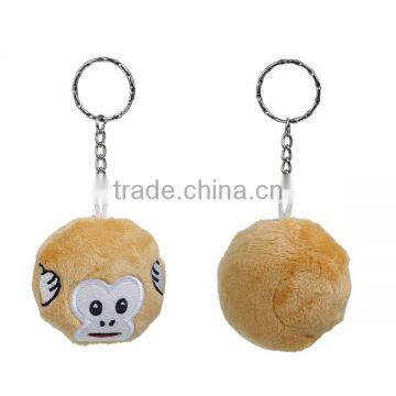 Plush Keychain & Keyring Monkey Animal Silver Tone Brown Emoji Smiley Pattern Carved 11cm x 5.2cm photo-3
