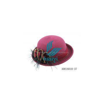 Wholesale Ladies Bowtie Wool Felt Bowler Hat With Bowtie