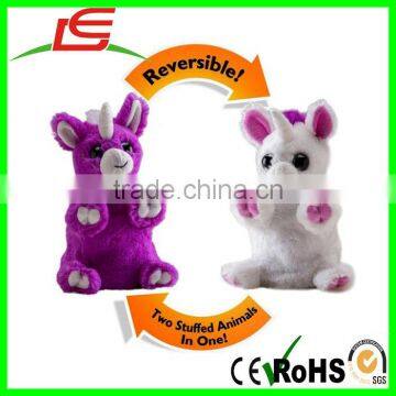 Hot Switch Reversible Stuffed Two Animals In One Plush Unicorn Purple To White