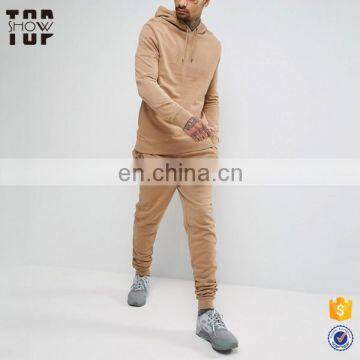 Guangzhou garment custom drawstring hood 100% cotton plain tracksuit men