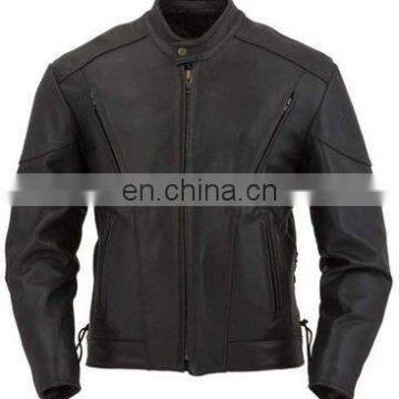 Gents Leather Black Colour Jacket,Racer Jacket,Genuine Motorbike Leather Jacket