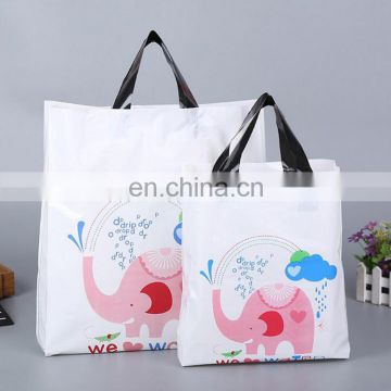 manufacture customized PE Plastic packing bag cartoon printing shopping plastic bags with Soft Loop Handle