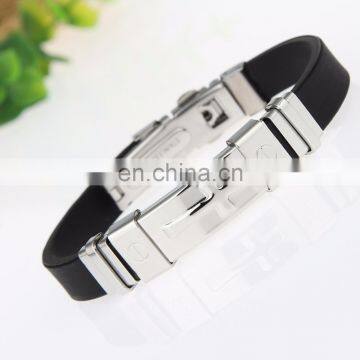 Fashion Silicone Stainless Steel Cross Bracelet for Man Custom photo-6