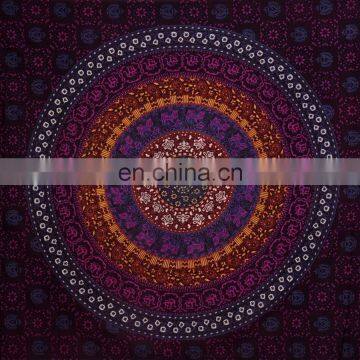 Indian Handmade Elephant Mandala Curtains Cotton Boho Drapes Violet Window Decor Decor Curtain photo-4